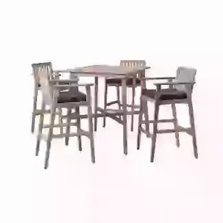 Acacia Wood Square Outdoor Bar Table and 4 Chairs
